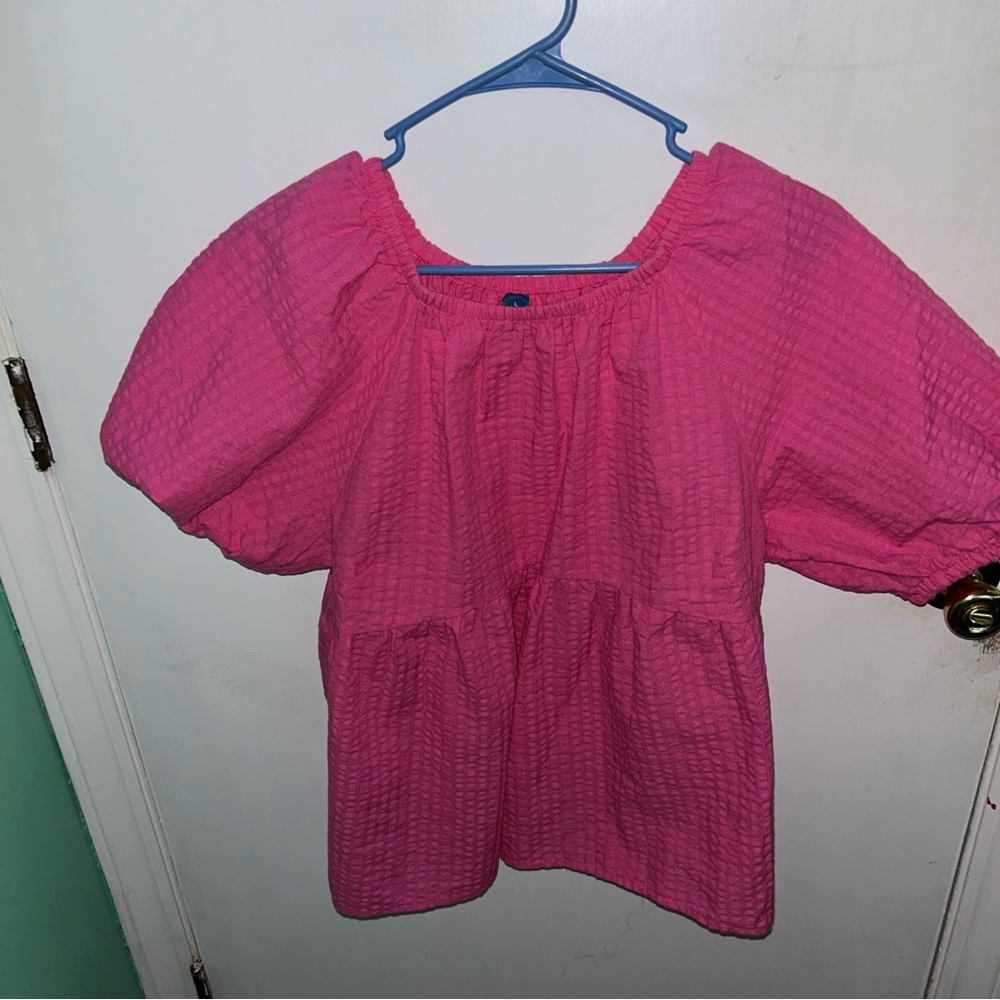 Old Navy Pink Ruffled Puff Sleeve Blouse